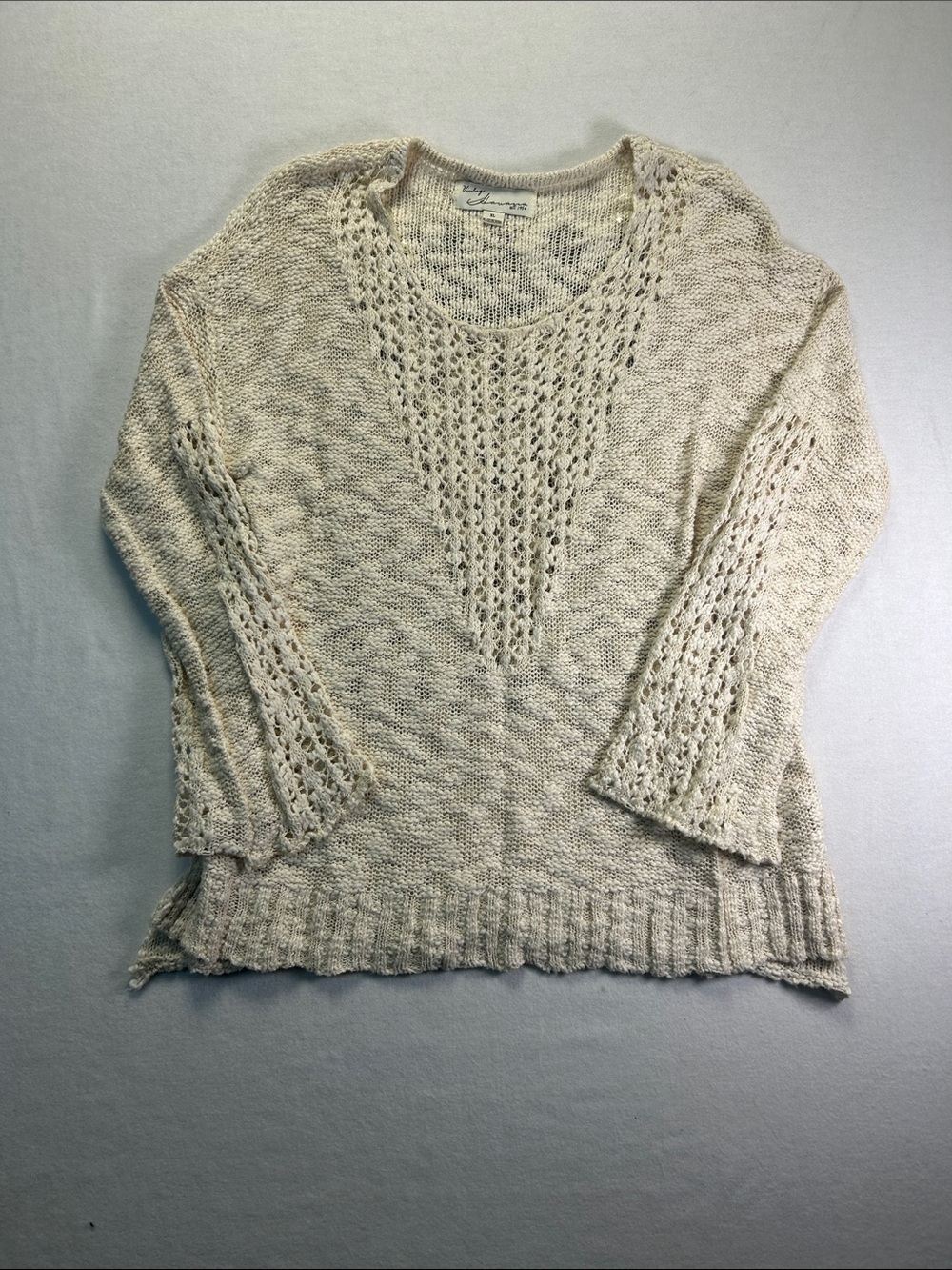 Vintage Havana Open-Knit Cream Sweater - Y2K XL